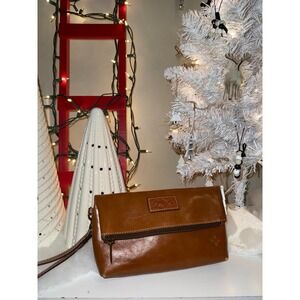 Patricia Nash Leather Clutch Wallet Wristlet Brown Zip Around Flap